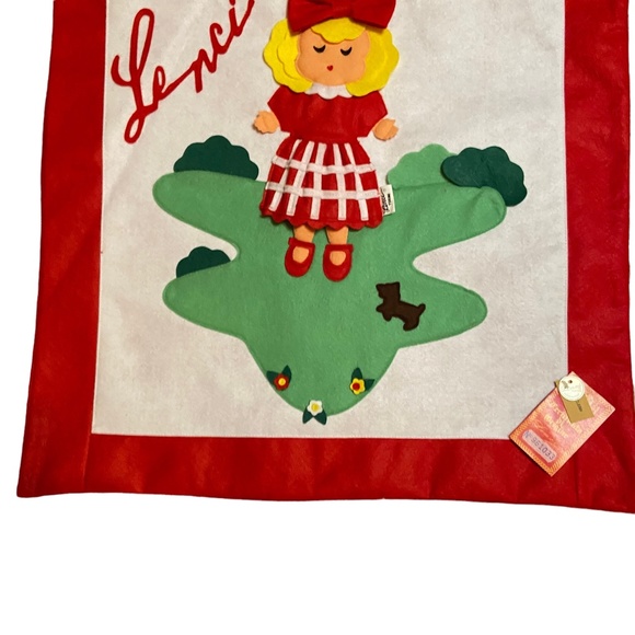 Vintage Lenci Italy Felt Appliqué Pillow Cover Red Girl Design 20”x20” - Picture 4 of 7